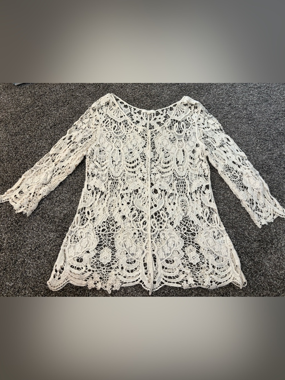 Adiva Ivory Crochet Lace Tunic Top